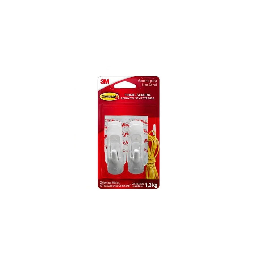 Gancho Adesivo 3M Branco Plástico 1.3 Kg 2 Peças HB004819965