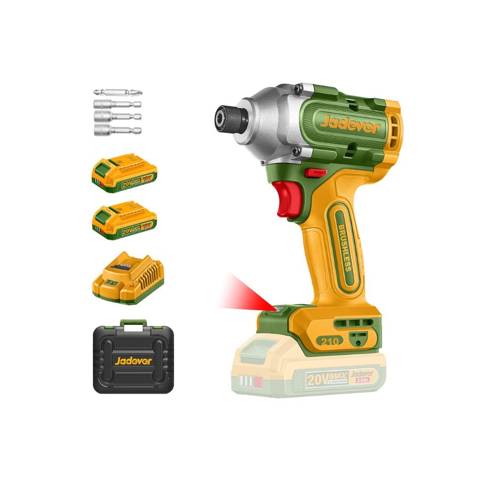 Parafusadeira Impacto 20V 1/4" C/2 Baterias+Carregador+Maleta Jadever - imagem 1
