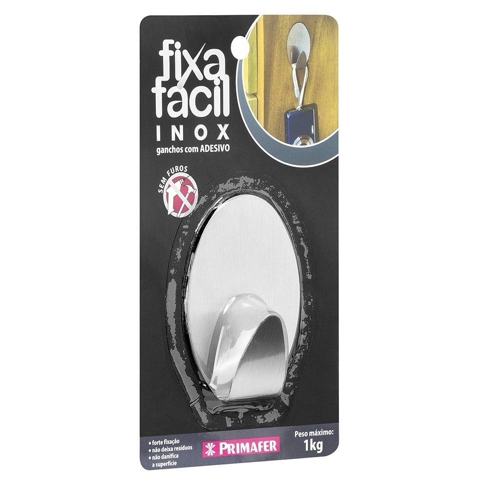 Gancho Adesivo Primafer Branco Inox 1 Kg 1 Peça Grande PR2593