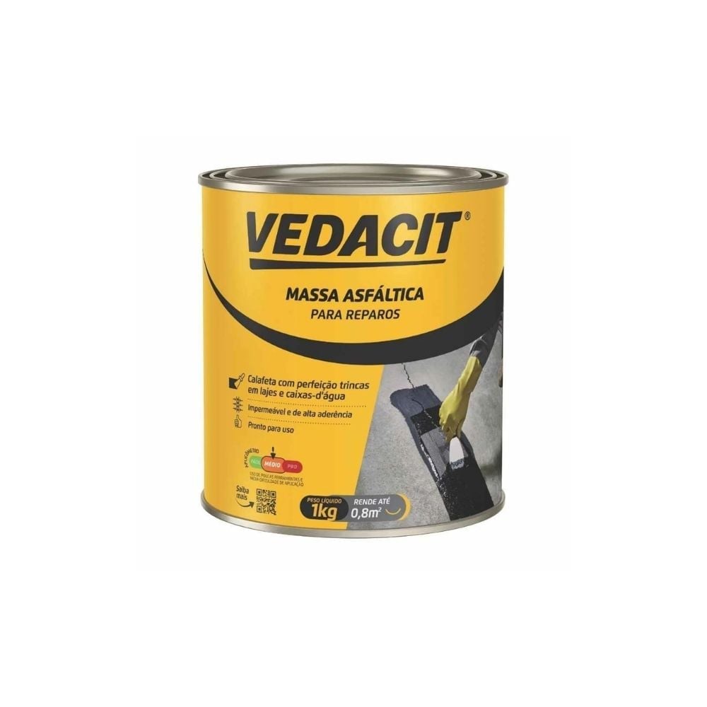 Massa Asfáltica Líquida Impermeabilizante Vedacit Preto 1Kg | 121806 - imagem 1